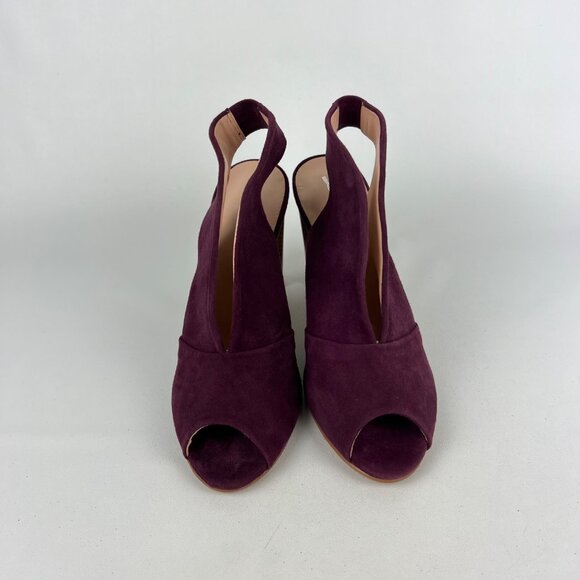 Brenda Zaro Womens Burgundy Suede Leather Peep Toe Block Heel Pumps size 10 10.5 - Picture 2 of 15